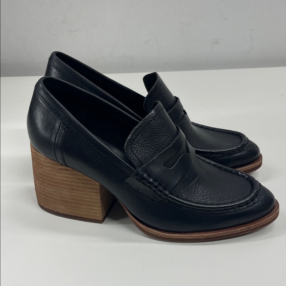 New KORK-EASE Women's Modeste Heeled Leather Loafer in Black Size 8 - Picture 2 of 9